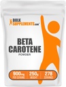 BulkSuplements.com Beta Carotene Powder - Beta Carotene Supplement, Suplemento de vitamina A para Imune e Vision Support - Gluten Free, 900mg por serviço, 250g (8,8 oz) (Pacote de 1)