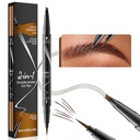 9706 2-em-1 Caneta de Sobrancelha Líquida Double-Ended, 4 Tip Head & 1 Tip Ultra Fine Caneta de Sobrancelha,Desenhe facilmente Sobrancelhas Realísticas, 4 Cor, À prova d'água (2#Dark Brown)