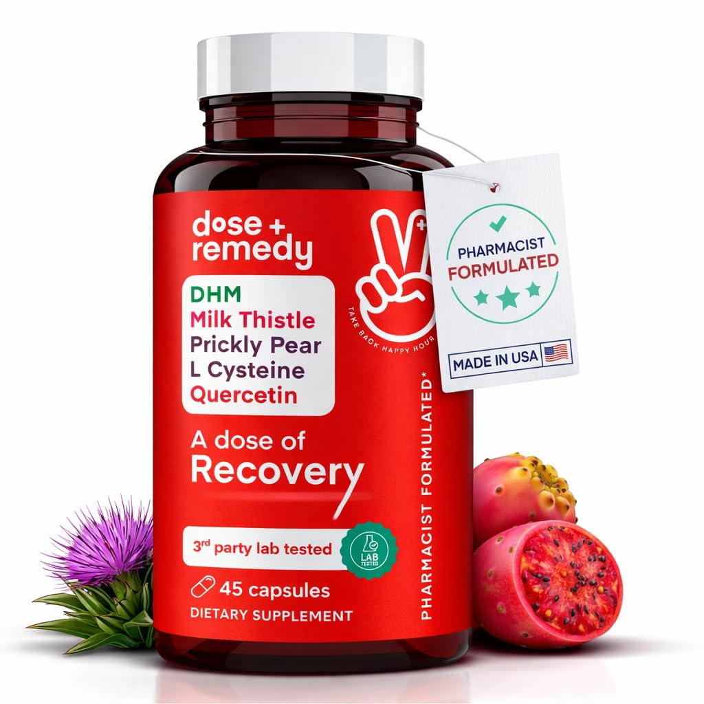 Uma dose de Recuperação, Detox de Liver , Made in USA , USDA , Hydration Support for Better Morning Recovery Asian Flush , Dihydromyricetin DHM, Quercetin, Vitamina B, Milk Thistle, Prickly Pear, , (45 comprimidos)