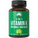 Vitamina K com alimento inteiro Mistura de 25+ Vegetais e Frutos para Absorção Max. Vegan Cápsulas Suplemento. Vitaminas K1, K-2 MK4 + K2 Natto MK7. Alternativa ao Drops, Gummies. VIT K com K 2 e MK-7