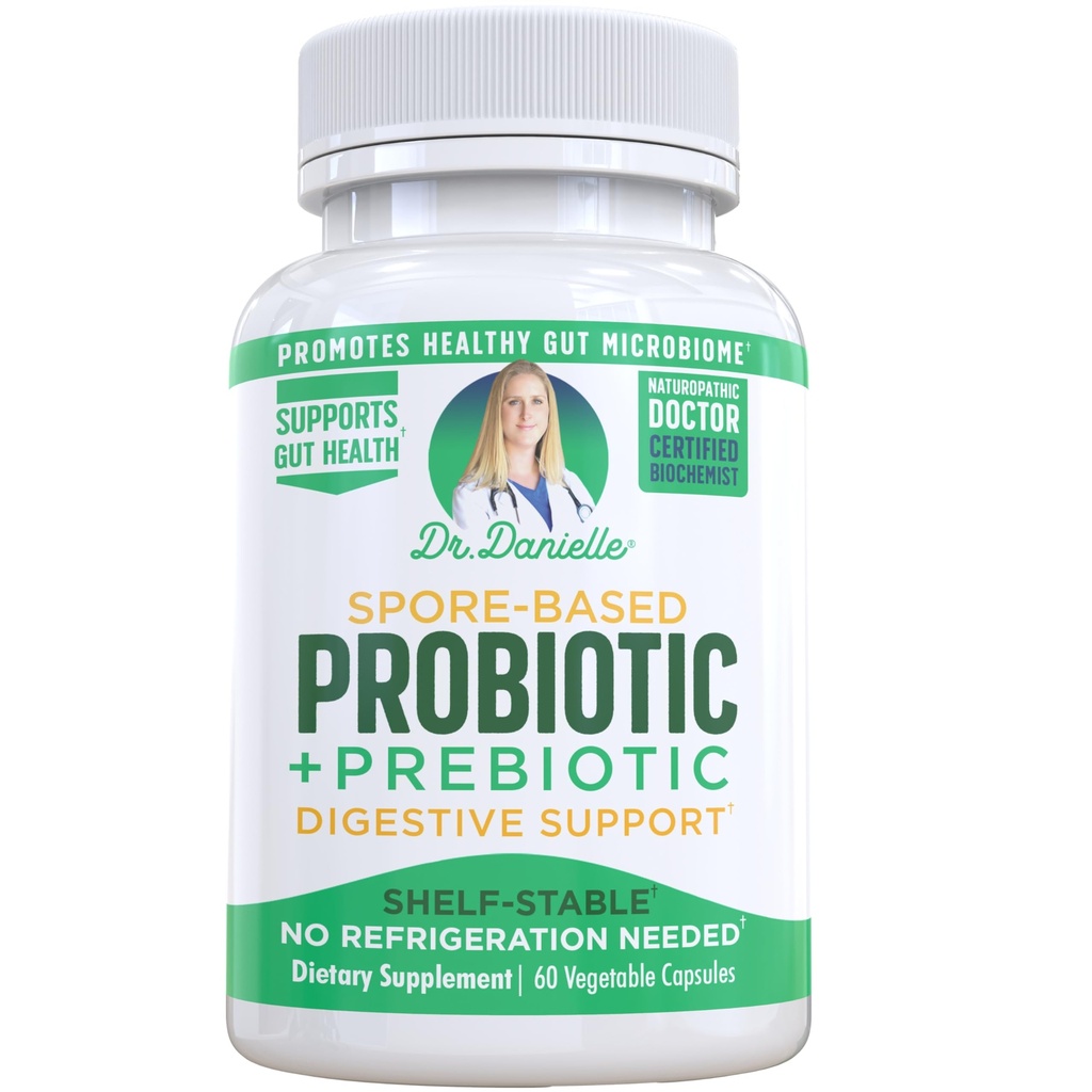 Dr. Danielle Probiótico - Probióticos para Mulheres e Homens, Adultos por Dr. Danielle - prateleira estável Probiótico Suplemento - Sem Refrigeração Necessário - Bacillus - 60 Cápsulas