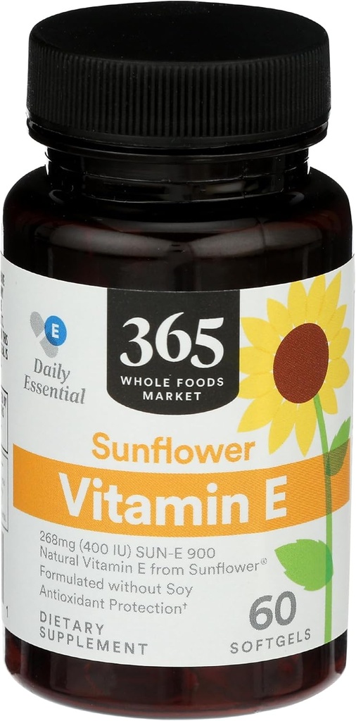 365 por mercado inteiro de alimentos, girassol vitamina E, 60 quilates