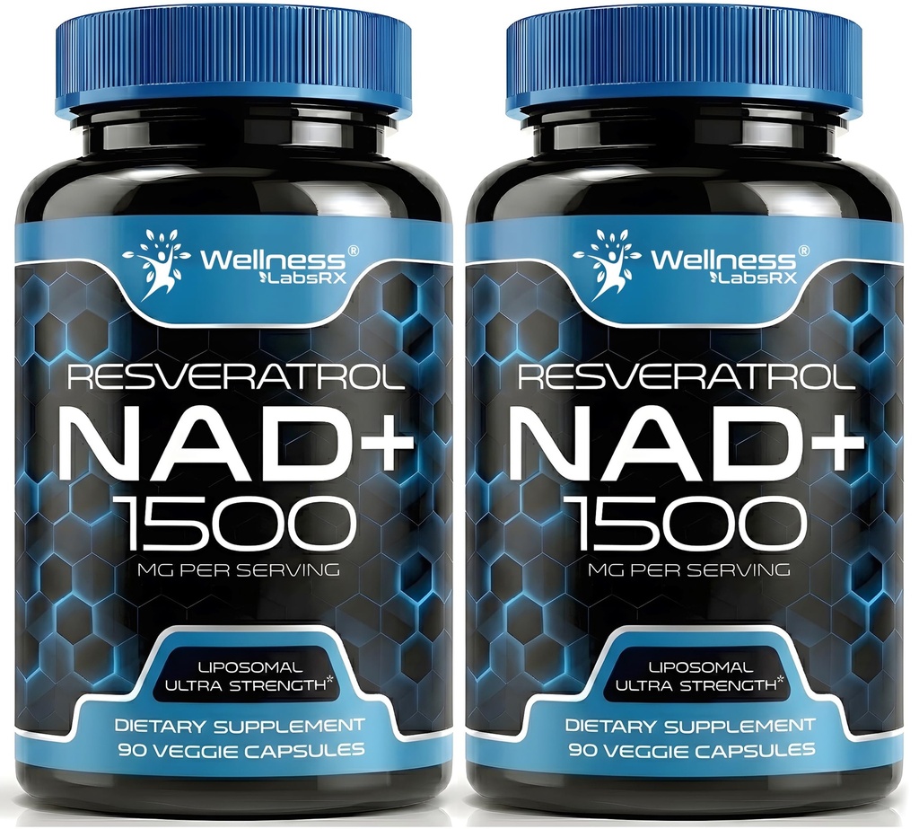 Bem-estar LABSRX NAD Suplemento, 1500mg - NAD lipossomal+ Suplemento com Resveratrol, NAD Plus Boosting - Apoio à saúde celular, resistência e envelhecimento saudável - Cápsulas de força Ultra, EUA Made - 2 Pack