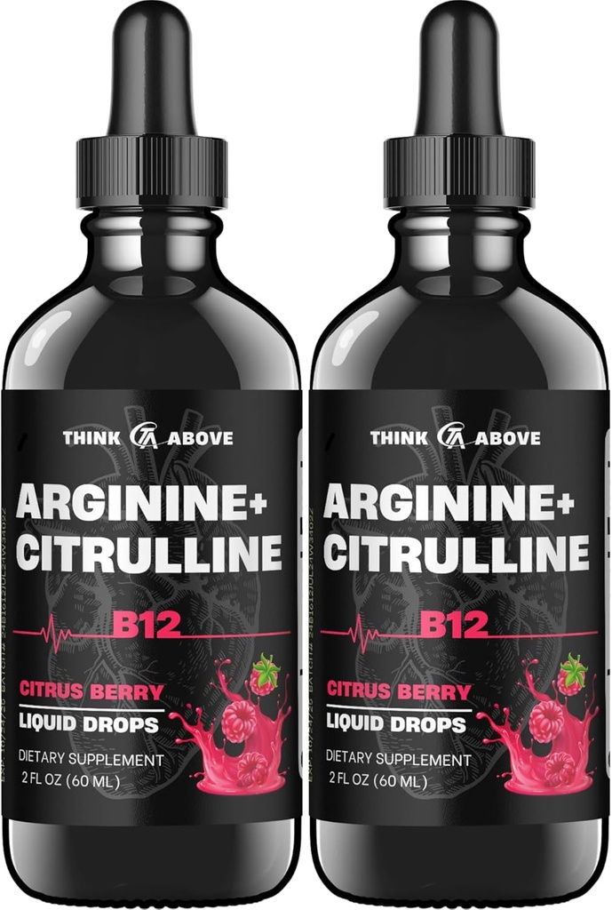 L-Arginina + L-Citrulina + B12 Gotas líquidas, Citrus Berry Flavor, 2 fl oz, Embalagem de 2