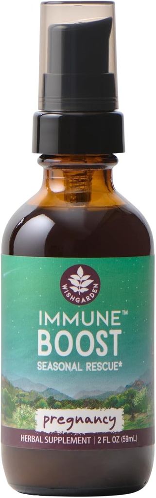 WishGarden Herbs Imune Boost para a gravidez - Imune Herbal Baseada em Planta Suplemento de suporte w/Echinacea, Imune Boost Tintura para grávidas e pós-parto Mães, Gravidez-Seguro Imune Suporte do Sistema, 2 onças