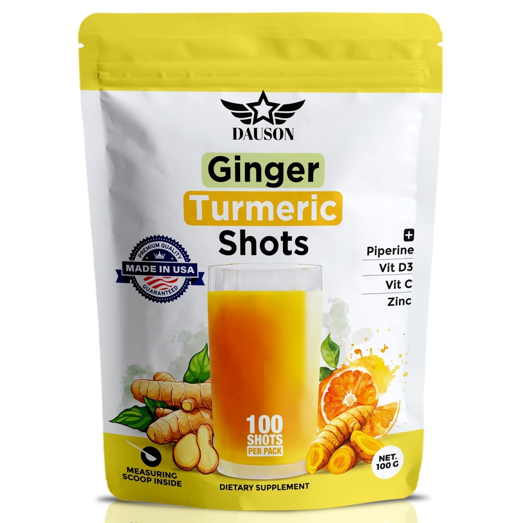 Suplementos de Ginger Turmeric com Piperine, Vitamina C, Vitamina D3 e Zinco □ Tiros de Ginger Turmeric para Joint, Coração, Cérebro, Gut & Saúde da Pele