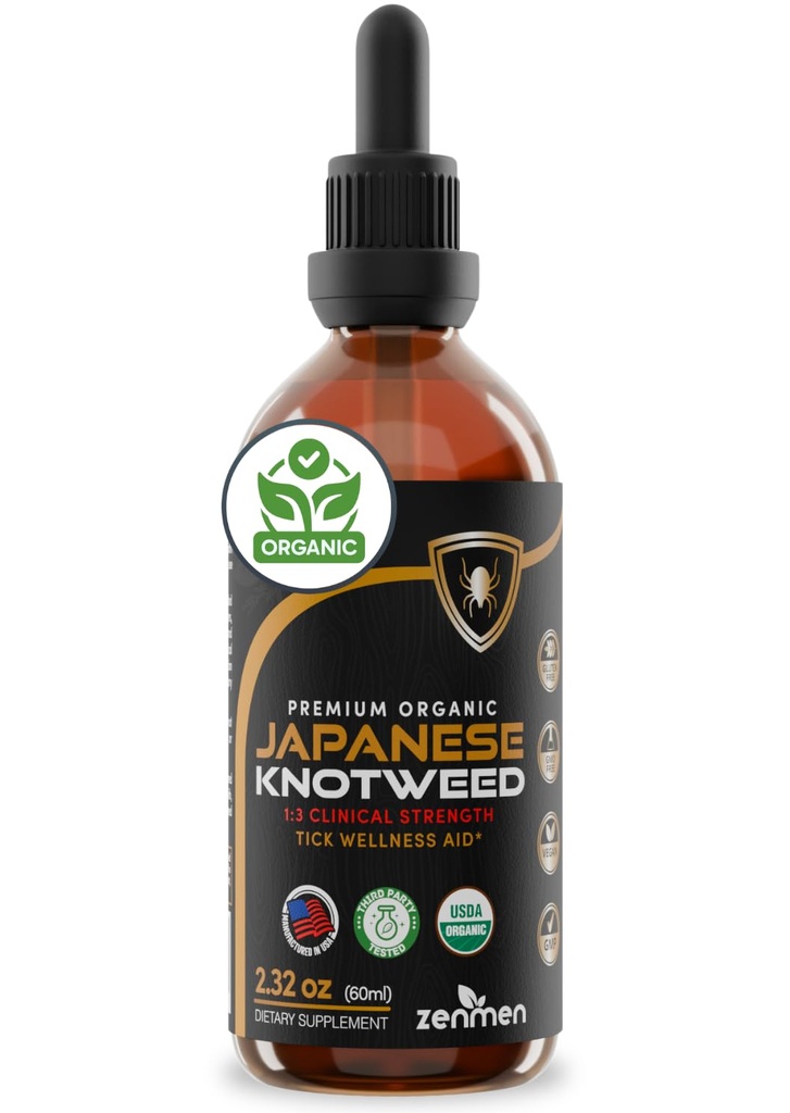 Zenmen Japanese Knotweed Premium Resveratrol USDA 3rd Party Tested Tintura 60ml/2.32 Oz - 1:3 Relação de Força Clínica - Tick Wellness Aid e Imune Support Supplement - Made in the USA