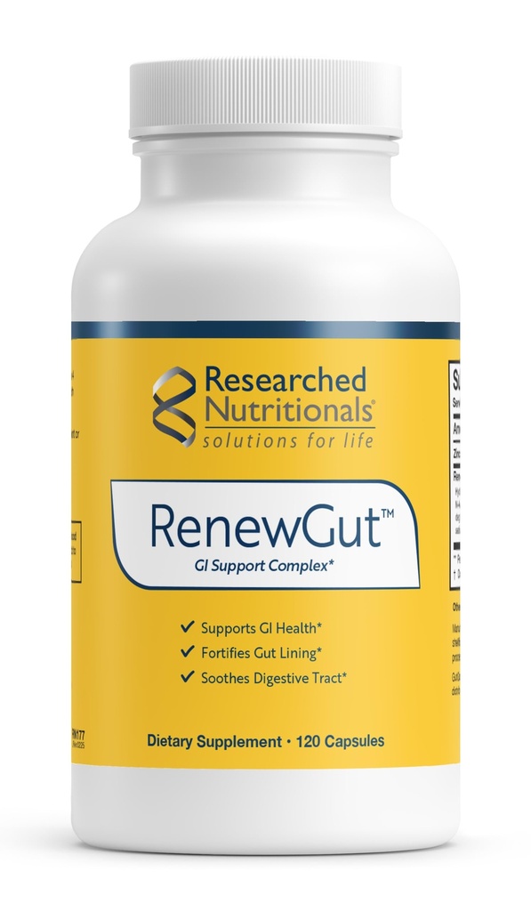 Nutricionais pesquisadas RenewGut - Complexo GI para apoiar o revestimento de tripas, níveis saudáveis de histamina e saúde digestiva - Colágeno Peptídeos, Carnosina de zinco, DGL & N Acetil Glucosamina (120 Cápsulas)