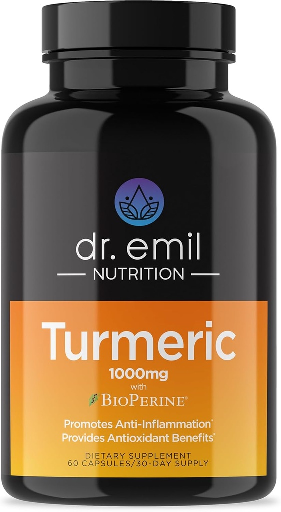 DR. NUTRITION NUTRITION Curcumina Turmérica com Suplemento Pepper Preto - Cápsulas Turméricas com BioPerine para Absorção Fácil - 1000mg Suplemento Turmérica, 60 Cápsulas