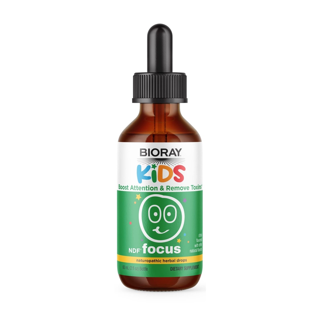 BIORAY Kids NDF Focus, Citrus - 2 fl oz - Suporta função cognitiva, melhora clareza e promove níveis de energia estáveis - Não-GMO, vegetariano, sem glúten - 1-2 meses de fornecimento