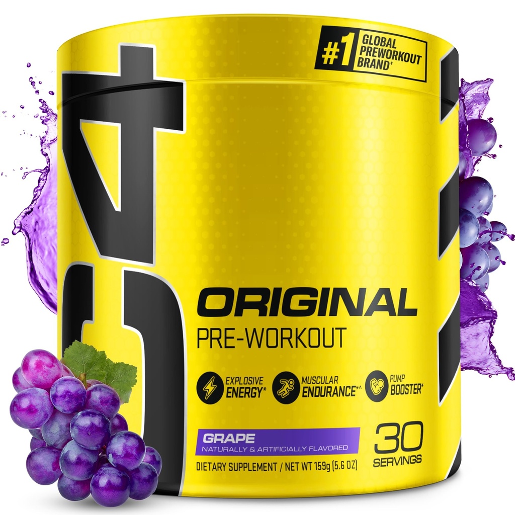 Cellucor C4 Original pré-treino em pó Uva Açúcar Free Pré-treino Energia para homens e mulheres 150mg Cafeína + Beta Alanine + Creatina - 30 Servings (Packaging May Vary)