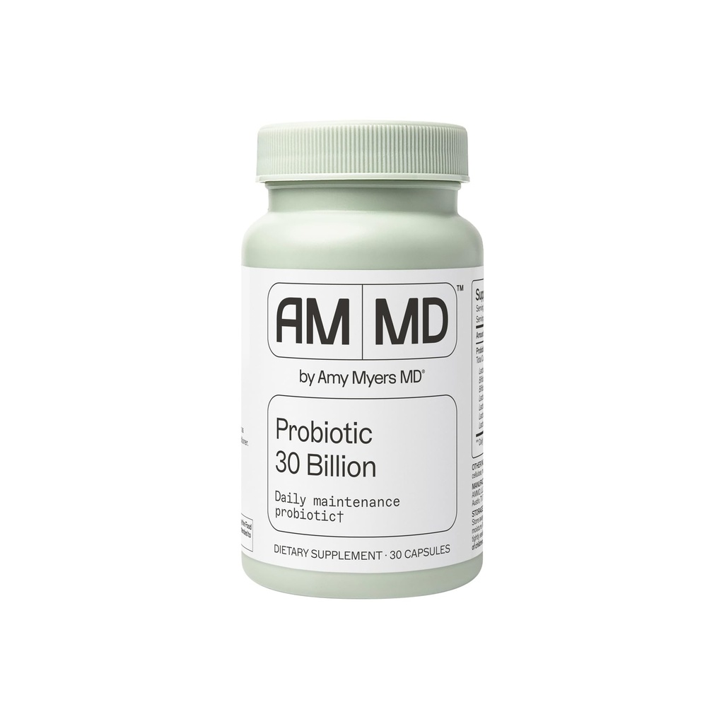 Amy Myers MD Probióticos 30 bilhões de UFC - Suporta Saúde Digestiva, Microbioma Gut e Função Imunitária - 14 Strains - Dairy-Free, Gluten-Free - 30 Cápsulas (30 Servings)