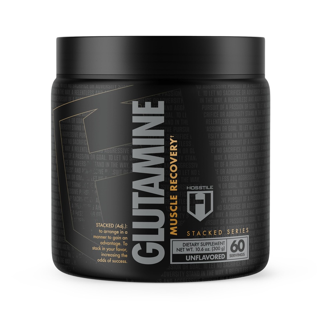 Glutamina HOSSTILE, Fermentado L Glutamina pó para homens e mulheres, Melhorar a recuperação muscular, Síntese de proteína de apoio, pós-treino Recuperação Drink, Sem sabor, 60 Servings