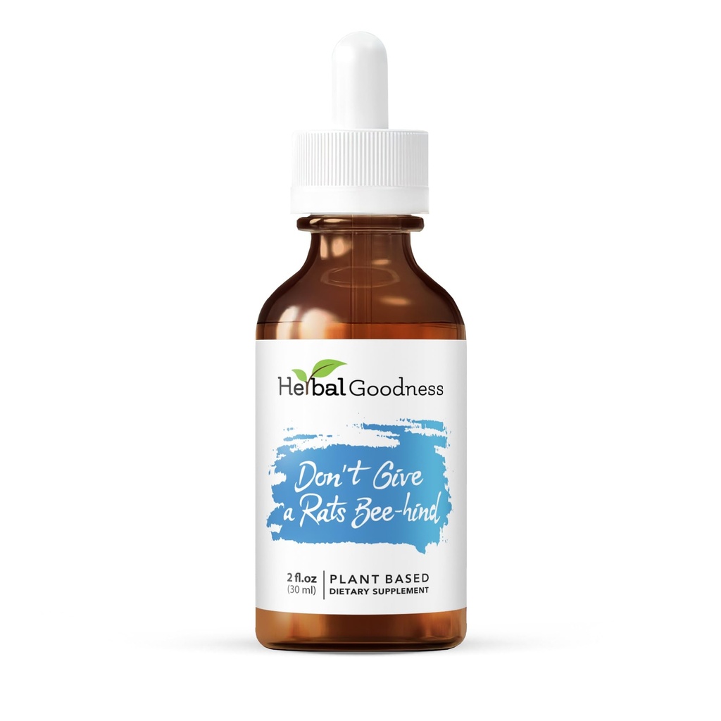 Bondade de ervas Não dê uma bunda de rato - 2 Fl.oz - Ajuda calma, Suplemento de ervas, Gotas de Kava, Suplemento de camomila, Balmo de limão