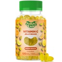 Gummies de gelatina de vitamina C para adultos, suplementos dietéticos de suporte imunológico, vegetariano, 120 Citrus Blast Jelly Beans, Kosher
