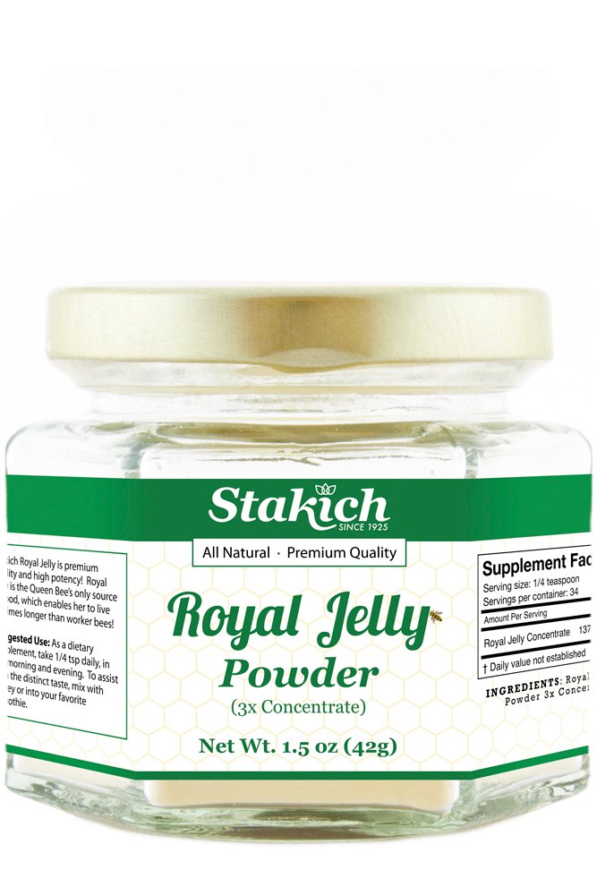 Stakich Royal Jelly Powder - 1.5 Ounce - 3X Concentrado - Congelar seco, puro, natural
