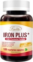 Lovita Iron 18 mg, 6 em 1 Suplemento de Ferro para Mulheres, Vitamina C, Dong Quai & B12, Vitamina Vegan para apoiar a produção de células sanguíneas vermelhas sem constipação, 120 cápsulas