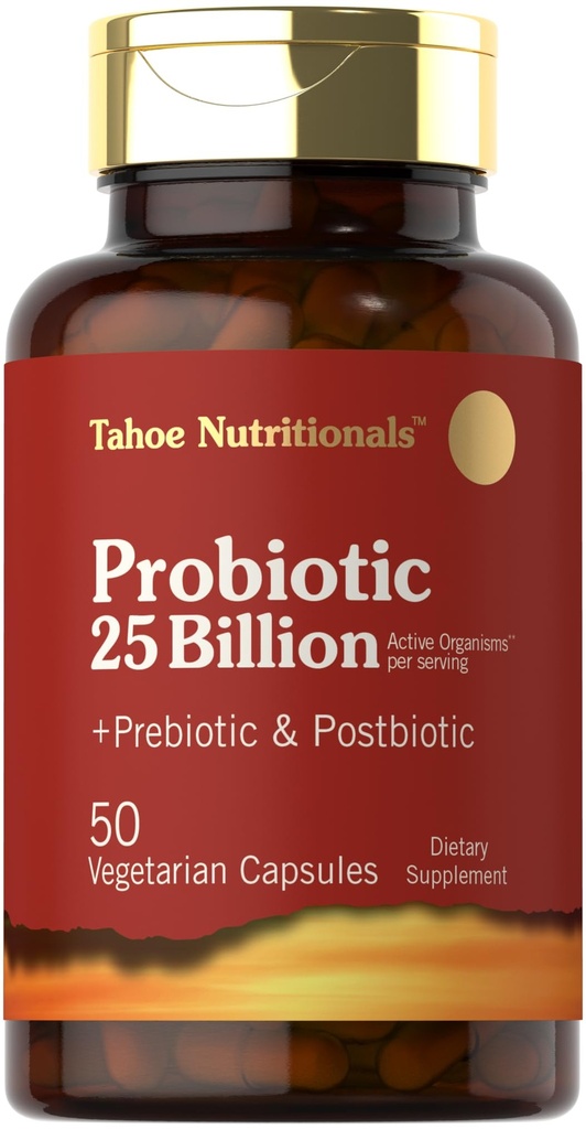 Tahoe Nutricionais Prebióticos, Probióticos e Postbióticos 25 bilhões de UFC 50 comprimidos em pó □ Saúde Digestiva do Homem e da Mulher