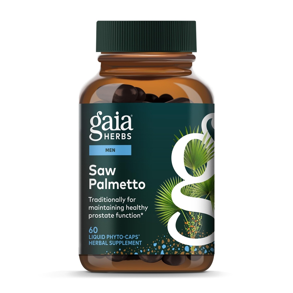 Gaia Herbs Saw Palmetto - Suporta função de próstata saudável para os homens - contém serra Palmetto e lecitina de semente de girassol para apoiar a saúde dos homens - 60 Vegan líquido Phyto-Capsules (30-dia de fornecimento)