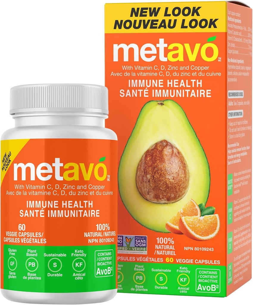 Metavo Imune Saúde - Suplemento de suporte Imune Natural, Suplementos de zinco essencial para homens e mulheres Enriquecido com vitamina C, D & Cobre, 60 Cápsulas Vegan, 30 Servings