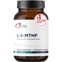 Designs para a saúde L 5-MTHF - Quatrefolic L Suplemento de metilfolato 5mg (8500 DFE) - Suplemento de folato metilado para mulheres e homens - Suporta metilação - Não-GMO, sem glúten (60 cápsulas)