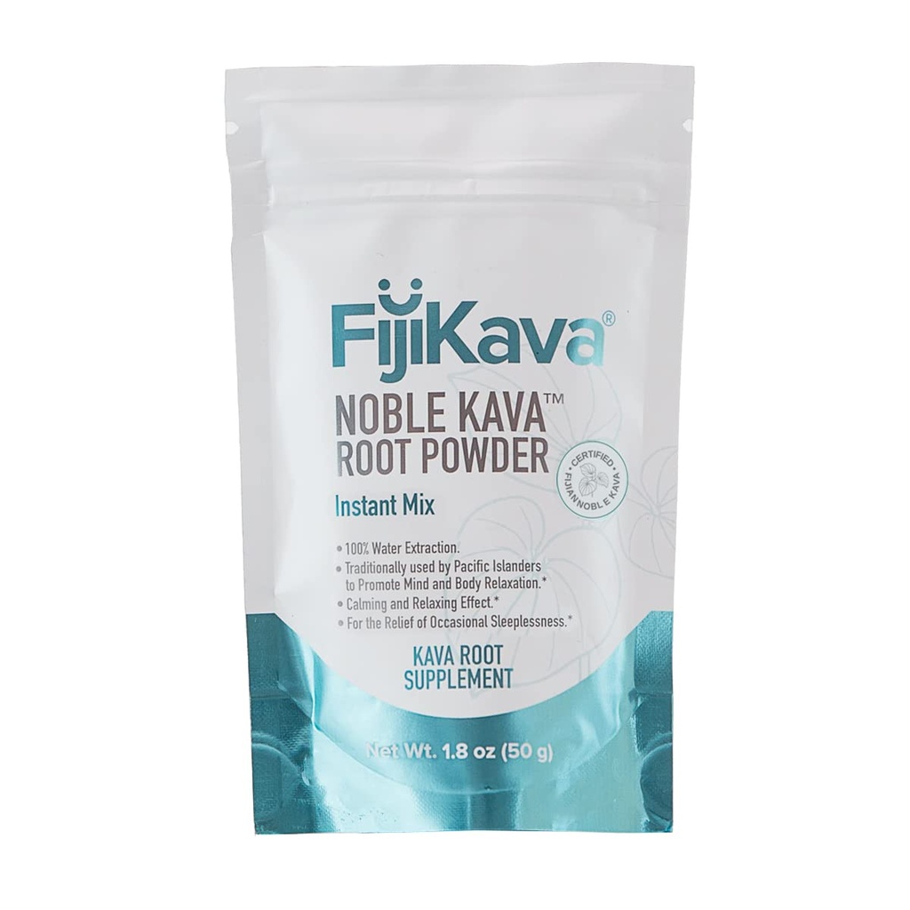 FijiKava Instant Kava Kava Powder 50g – Premium Kava Root Powder com alto conteúdo de Kavalactone – Ajuda de relaxamento natural para calma, alívio de estresse e suporte ao sono – Fácil de Mix
