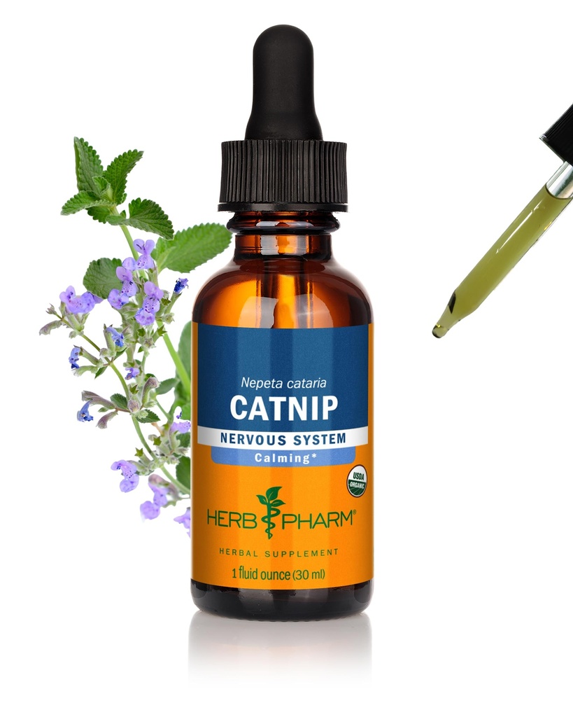 Herb Pharm certificado Catnip extrato líquido orgânico para acalmar o suporte do sistema nervoso, 1 Fl Oz