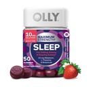 OLLY Max força dormir Gummy, 10mg Melatonina, L-Theanina, Camomila, Limão Balm, Livre de açúcar, Vegetarian Sleep Aid, Morango - 50 Conde