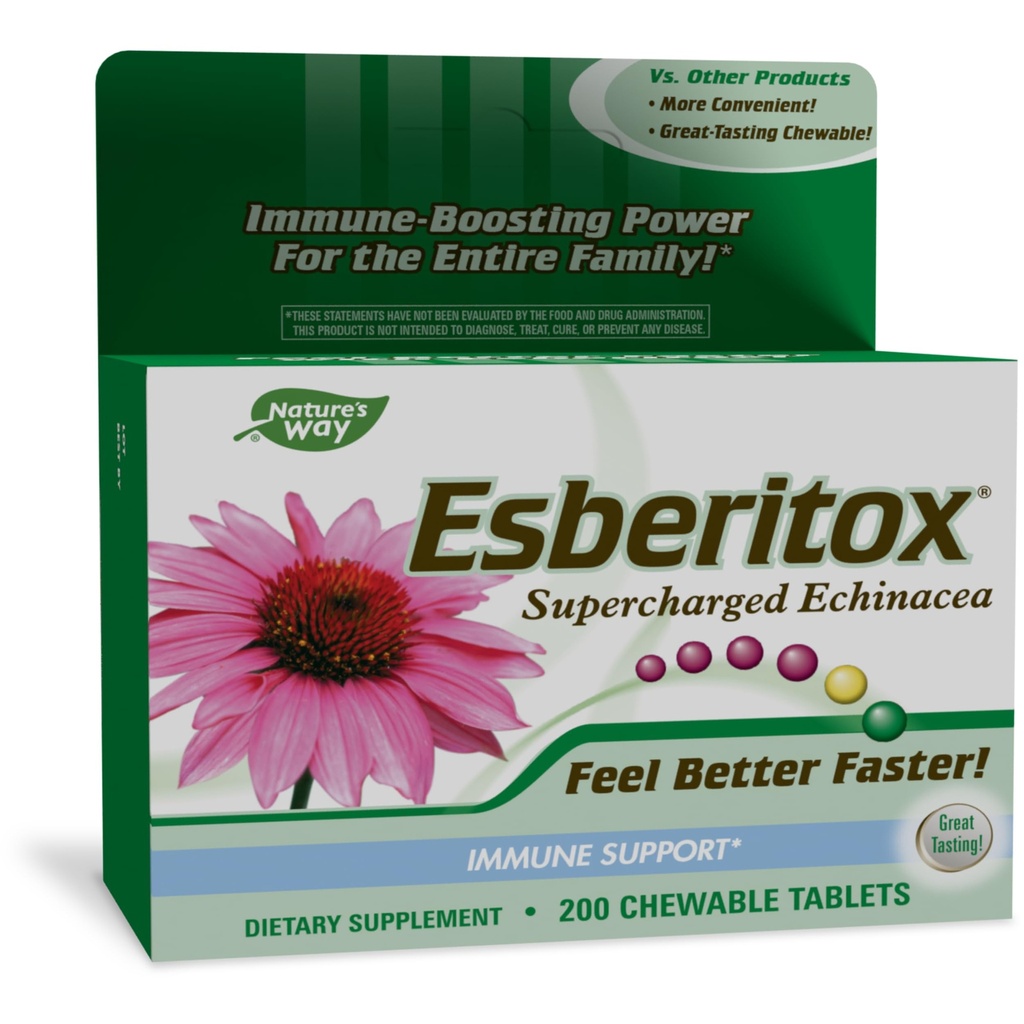 ESBERITOX Supercarregado Echinacea – Apoio Imune – Suplementos de ervas - Raiz de indigo selvagem - Coneflor roxo – Feito na Alemanha – 200 comprimidos