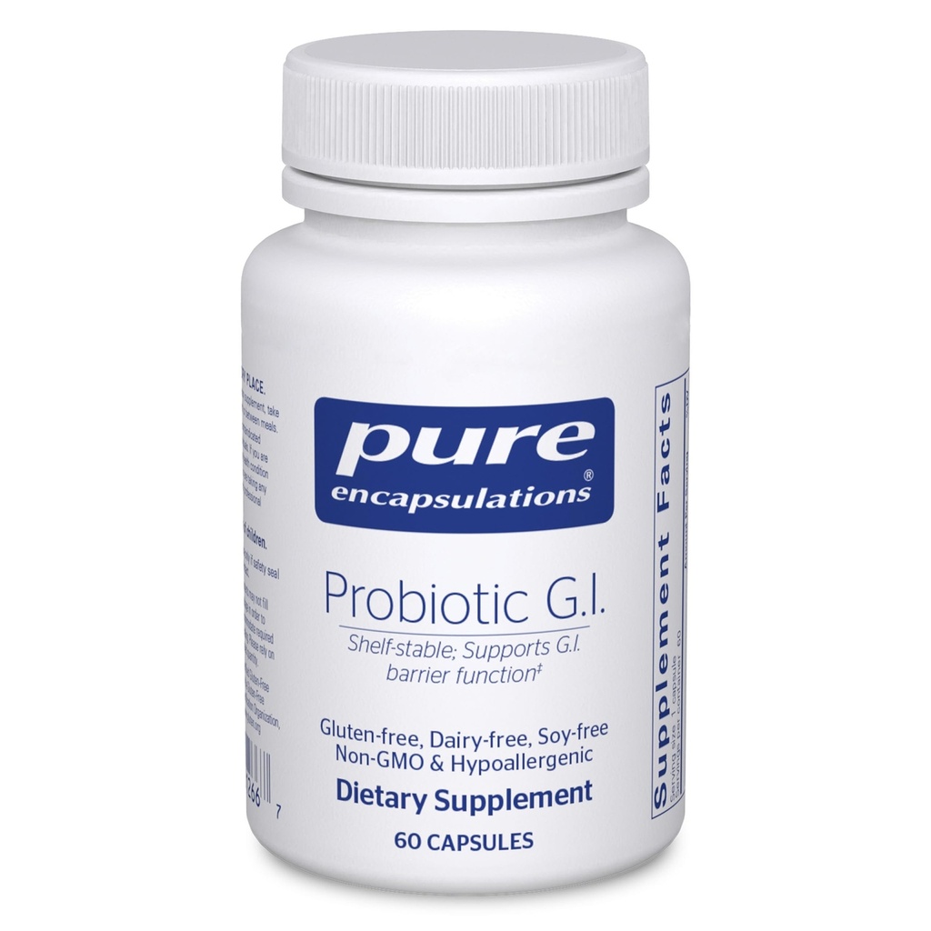Encapsulamentos puros Probiótico G.I. - Prateleira Probiótico estável para a saúde intestinal e suporte gastrointestinal - com Lactobacillus & Bifidobacterium - 60 Cápsulas