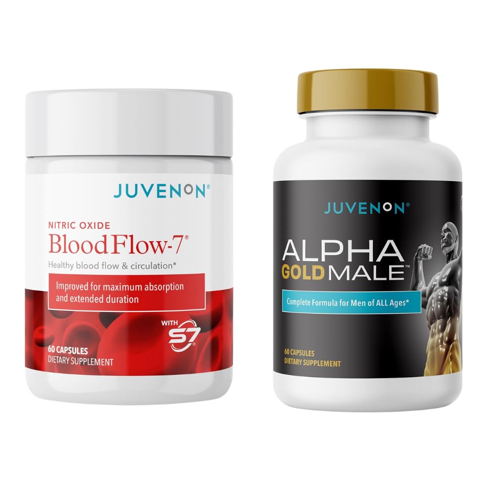 Juvenon BloodFlow-7 Nitric Oxide Suplemento com Nitrosigina + Alfa Gold Masculino