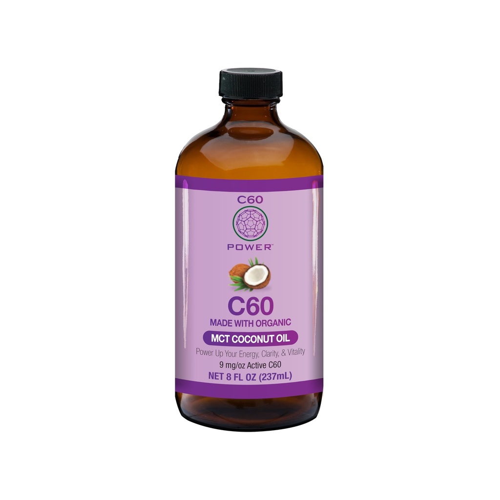 Potência C60 - MCT 8-oz.- Óleo de coco orgânico MCT, 8 Fl Oz, 99,99% Puro de carbono Fullerenes, Lift Oxidative Burden, Otimizar a função mitocondrial