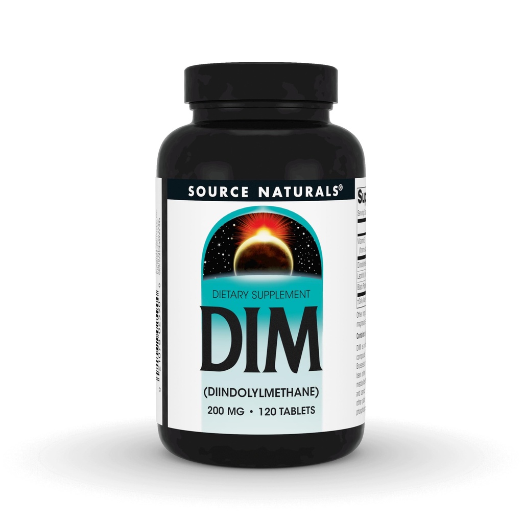 Fonte Naturals DIM, Diindolilmetano 200mg com BioPerine, Vitamina E & More - 120 Comprimidos