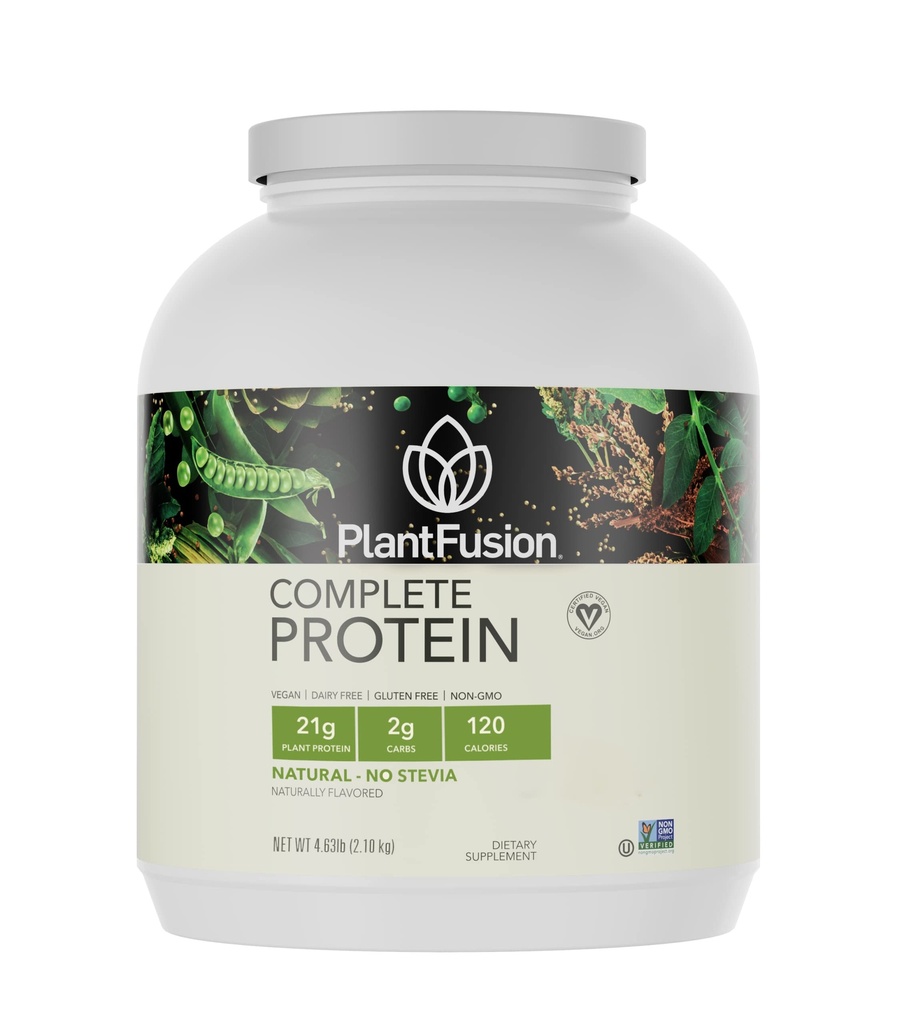 PlantaFusão completa Vegan Protein Powder - Pó de proteína baseada em plantas com BCAAs, Enzimas Digestivas e Proteína de Ervilha - Keto, Sem glúten, Não lácteos, Sem açúcar, Não-GMO - Natural- Sem Stevia 5 lb Bulk