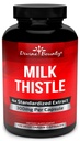 Divine Bounty Pure Milk Thistle Capsules Supplement - A Potent 1200mg Milk Thistle Supplement with 4X Concentrated Extract (Standardized) 120 Cápsulas Vegetarianas