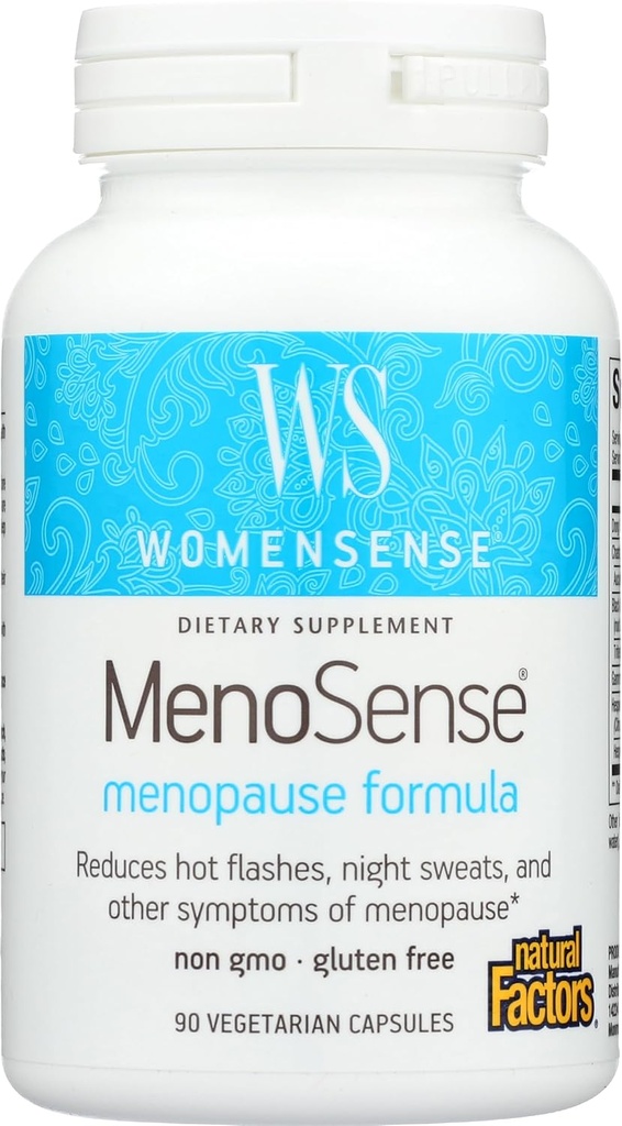WomenSense MenoSense por fatores naturais, Suplemento natural para ajudar a melhorar os sintomas da menopausa, Vegan, Não-GMO, 90 Cápsulas