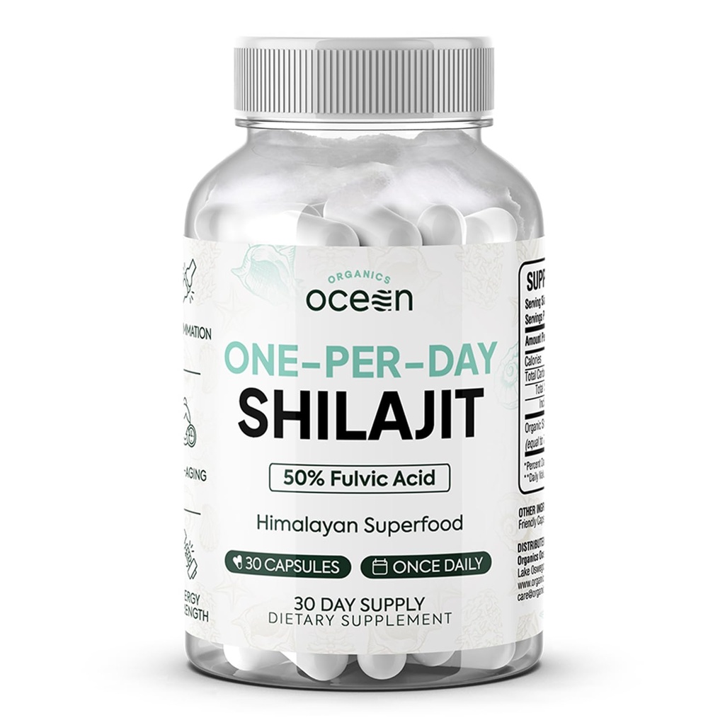 Organics Ocean One-Per-Day Himalayan Shilajit Capsules, 30 Capsules