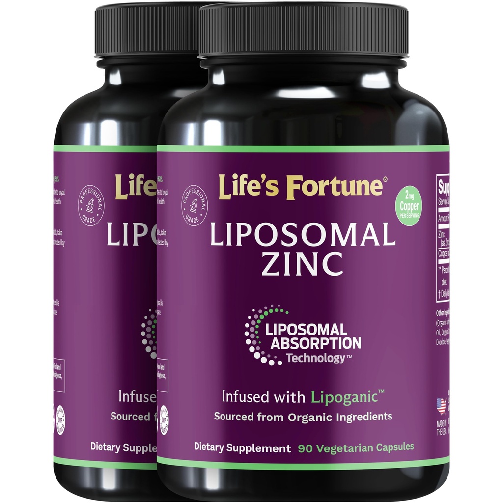 Picolinato de zinco puro lipossômico com cobre, suporte imunológico, metabolismo e saúde da pele, alta potência, para adultos homens e mulheres, poderoso antioxidante, 90 cápsulas (Pacote de 2)