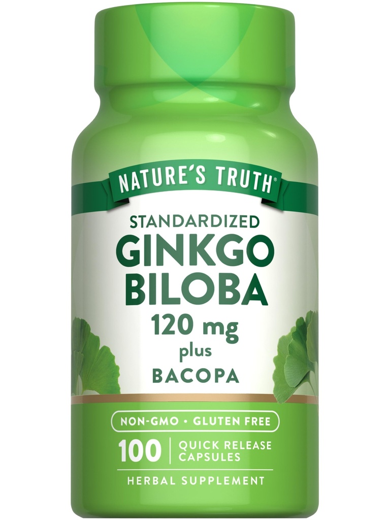 Nature's Truth Ginkgo Biloba 120mg Mais Bacopa 100 Cápsulas de libertação rápida □ Extrato padronizado .