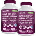 26-em-1 Suplemento de óxido nítrico - Coração e suporte de circulação com CoQ10, Açafrão, raiz de beterraba orgânica, Hawthorn Berry & Alho - 2103mg por serviço (120ct, pacote de 2)