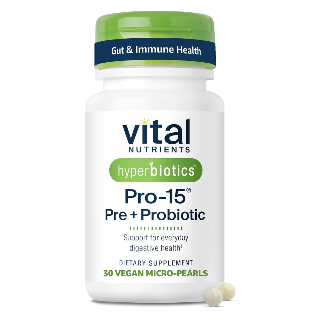 Hiperbióticos Nutrientes Vitais Pro-15 Prebióticos e Probióticos para Mulheres e Homens 15 Ciência Entorpecido Strains Apoiado Ocasional Constipação, Diarréia, Gás e Bloating □ 30 Vegan Time Release Pearls
