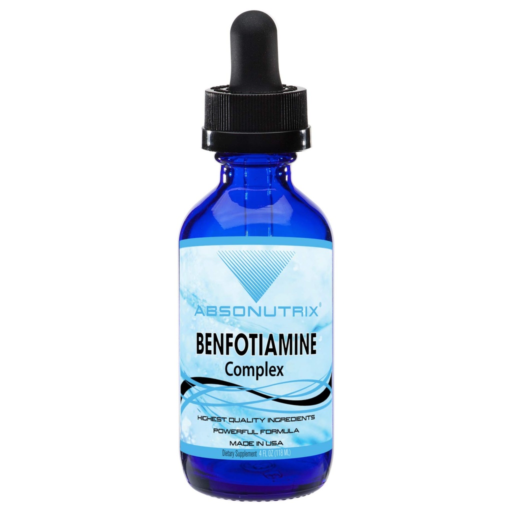 Complexo de Benfotiamina de Absonutrix 300 mg, Frasco de 4 Fl Oz, 200 Servões, Alta biodisponibilidade, Ingredientes Potentes, Absorção Rápida, Livre de Crueldade, Não-GMO, Testado em Terceira Parte, Certificado em GMP, Feito nos EUA