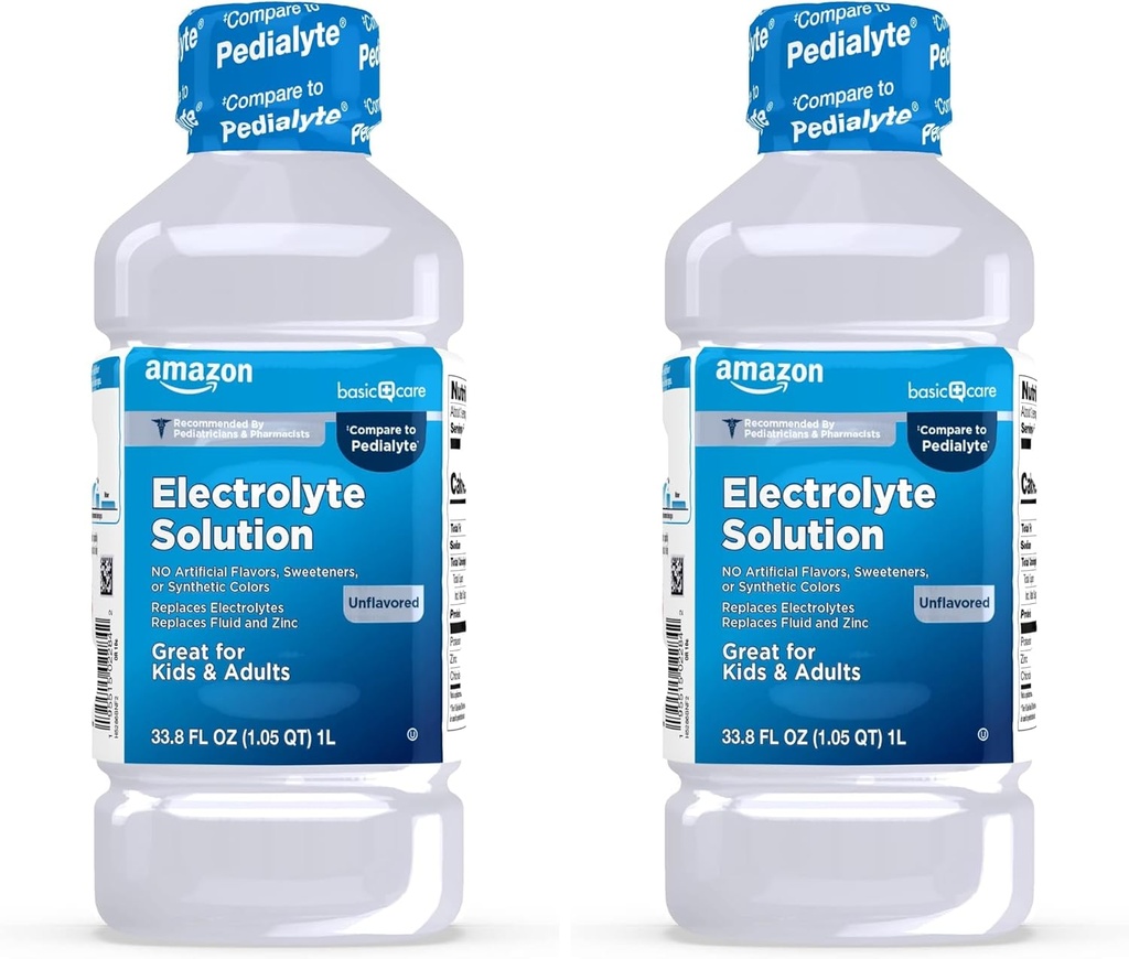 Solução de Eletrolítico Oral de Cuidados Básicos, sem sabor, 33.8 Fl Oz (Pacote de 2)