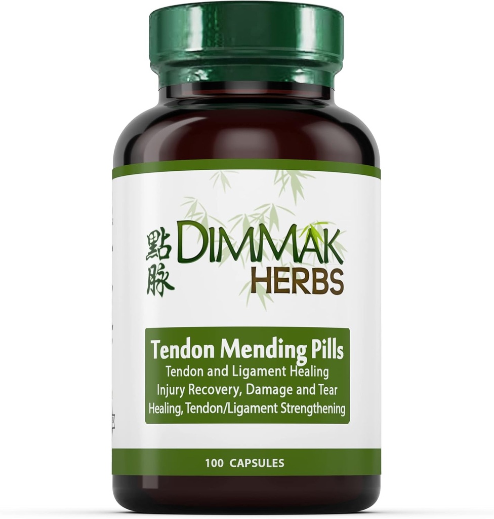 Pílulas Orgânicas Certified Tendon Mending: Regeneração de Tendão e Ligamento e Reparação por Dimmak Herbs - 100 Caps 500mg