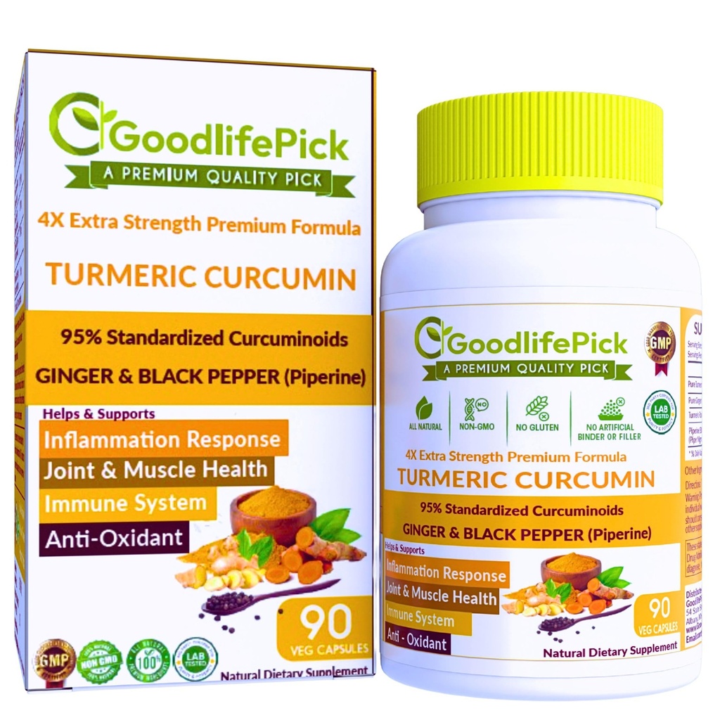 Cápsulas Turméricas Premium com Ginger e Pimenta Preta. Suplemento alcaçuz de curcumina cúrmica 95% Curcuminóides e raiz de gengibre TodosNatural NonGMO NO Arroz em pó NO Stearate NO Silica NO Gluten 90ct