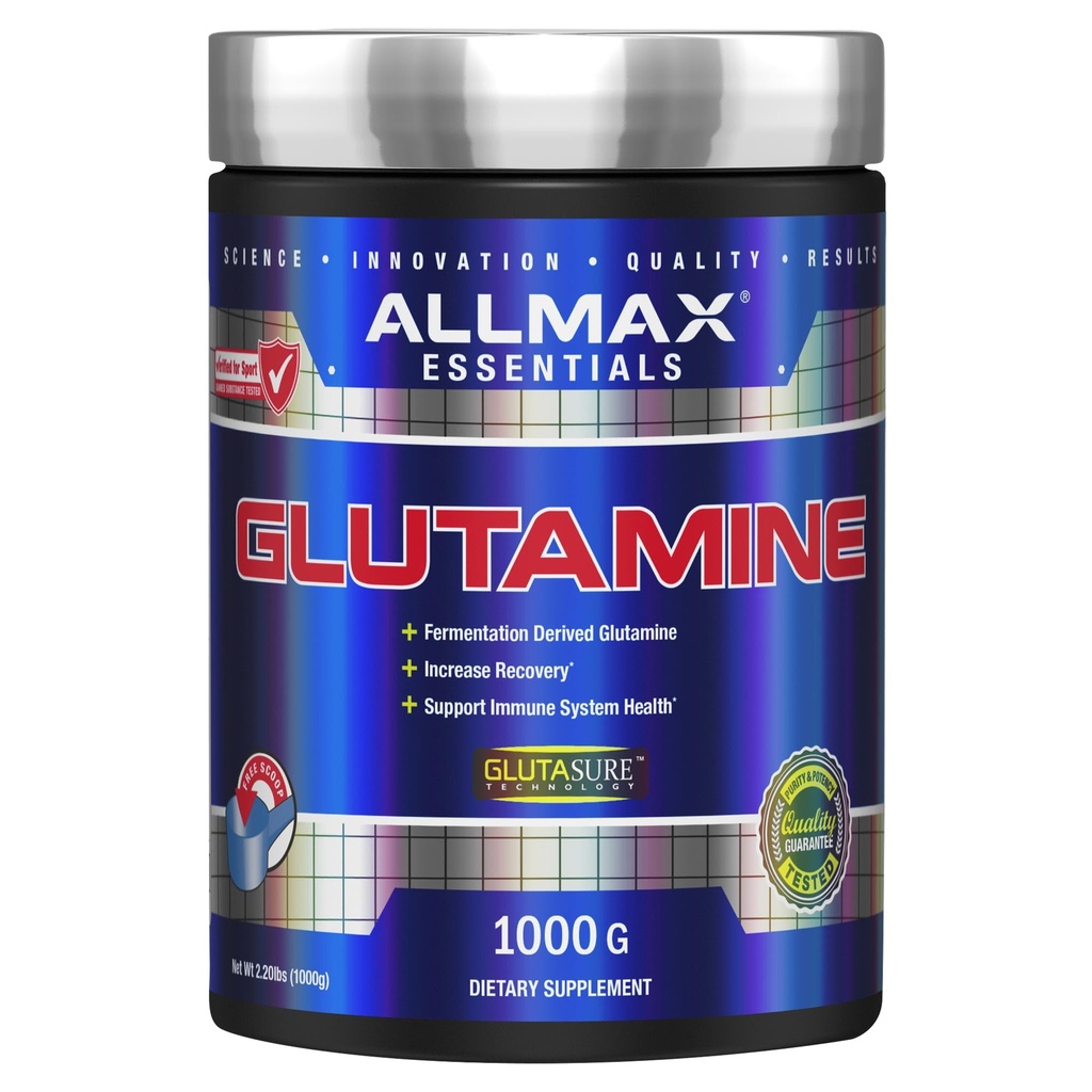 ALLMAX Nutrition L - Pó de Glutamina, Fórmula de recuperação muscular, Gluten Free, Vegan, 1000 Grams