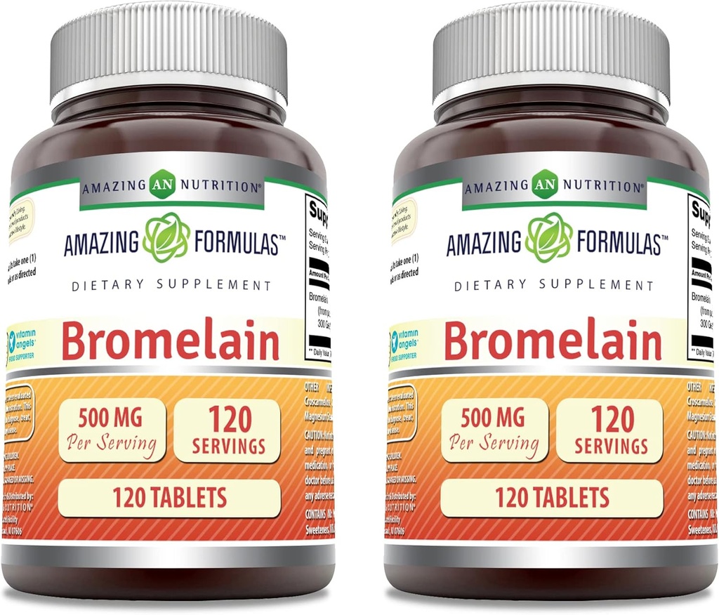 Fórmulas surpreendentes Bromelain 500 Mg Tablets Supplement (Suplemento Não-GMO)