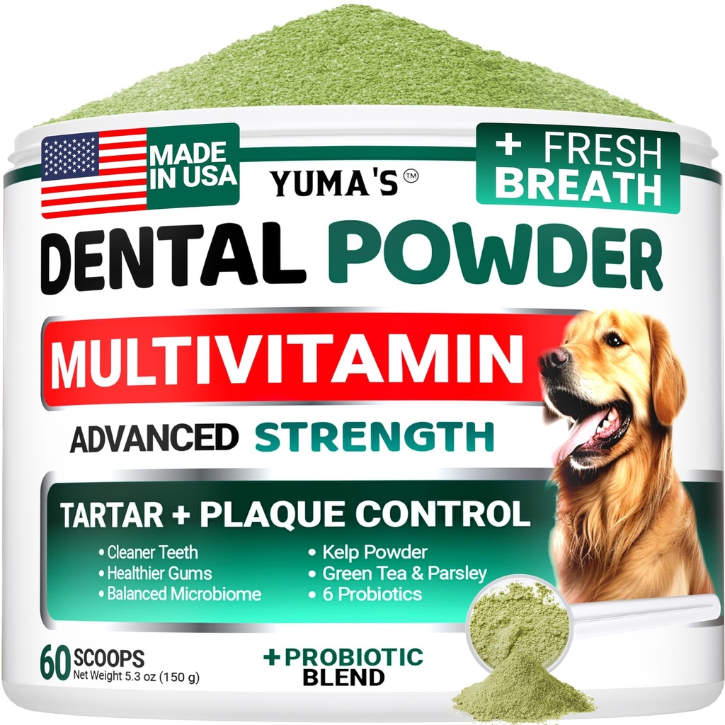 Pó dental de cão avançado, purificador da respiração com multivitamina, limpeza dos dentes do cão, mau hálito e tártaro e removedor da placa para cães Probióticos laboratório co, Pet Cuidado Oral - Vitaminas e Suplementos
