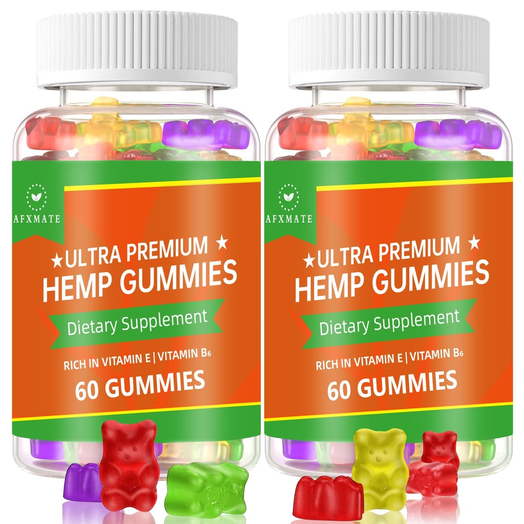 (2 Pack) gomas de cânhamo, frutas comestíveis Gummy avançado 100% natural de alta potência gomas de extrato de semente de cânhamo - 120 chicletes