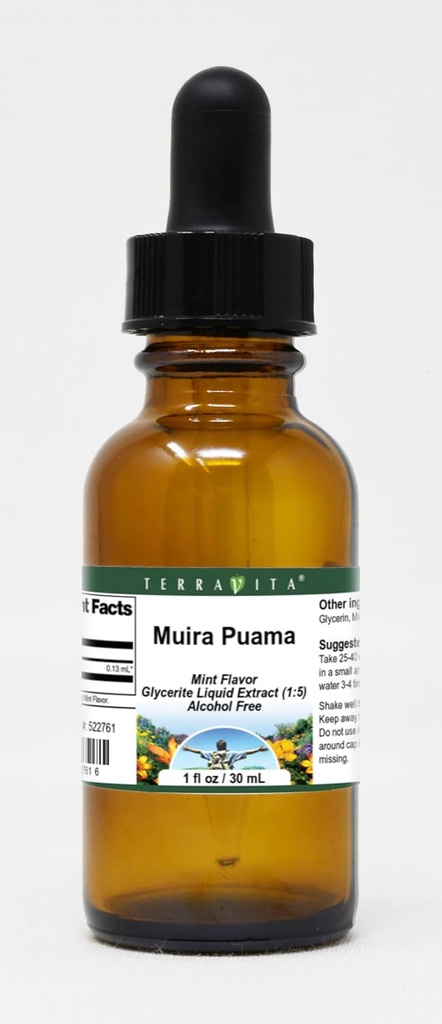 Terravita Muira Puama Glicerite Liquid Extract (1:5) - Mint Flavored (1 oz, ZIN: 522761) - 3 Embalagem